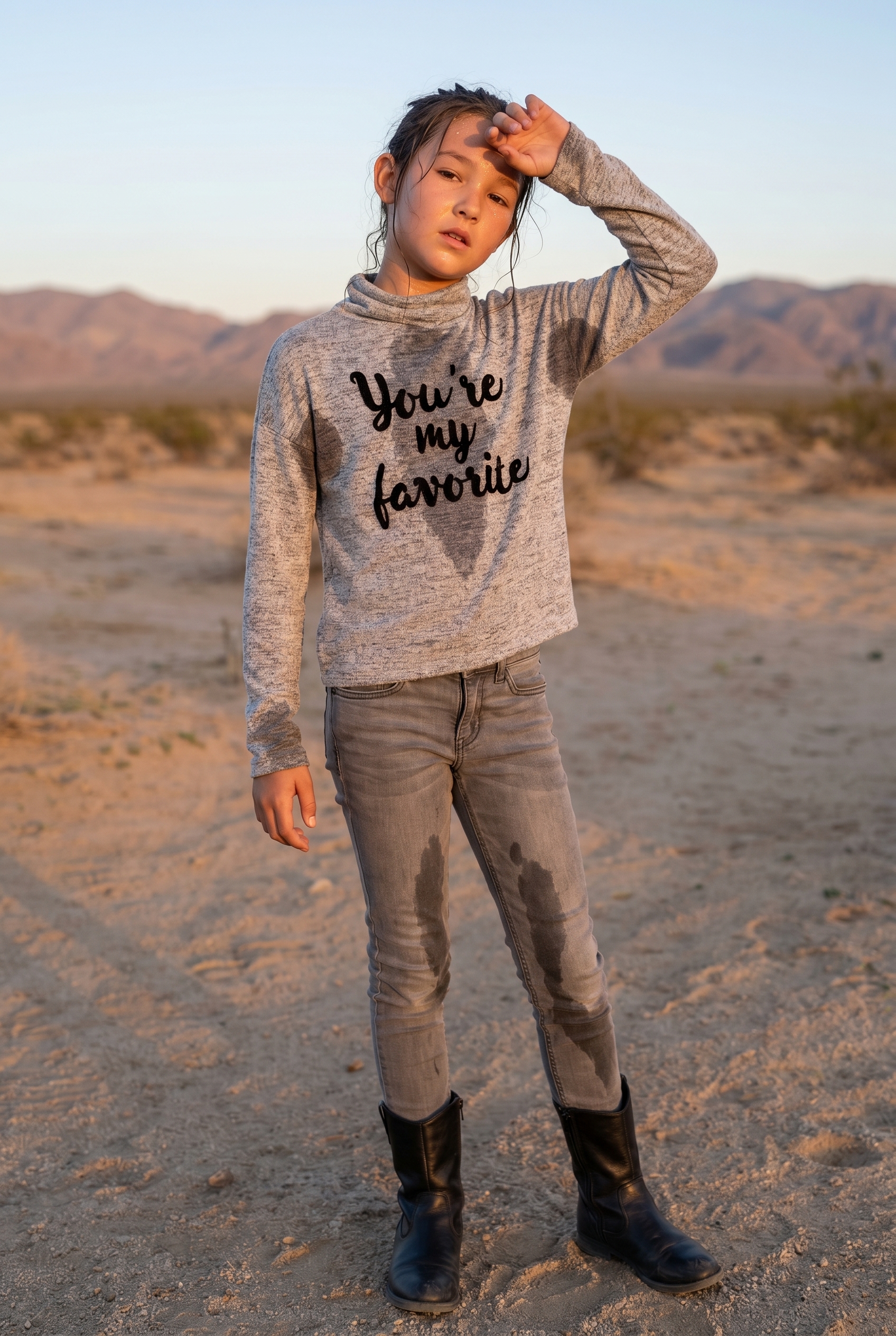 Sweaty girl Mojave desert