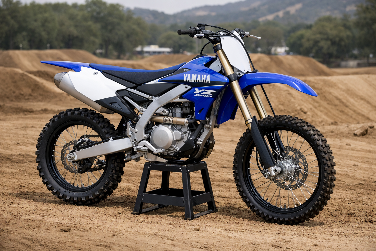 Realistic photo of a Yamaha motocross motorcycle